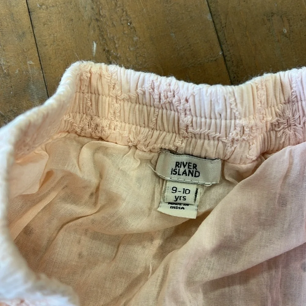 River island peach lace crop top and skirt set